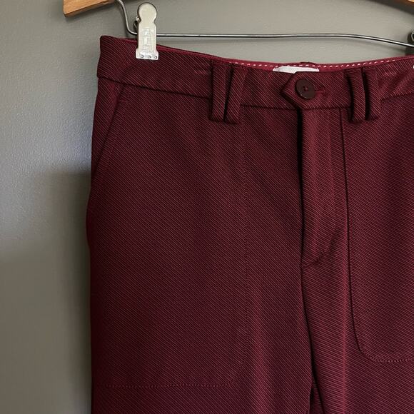 Anthropologie The Essential‎ Twill Trousers Burgundy Red Purple Size 4 Flare Leg - Picture 7 of 16